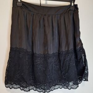 Criss Cross Silky Lace Mini Skirt